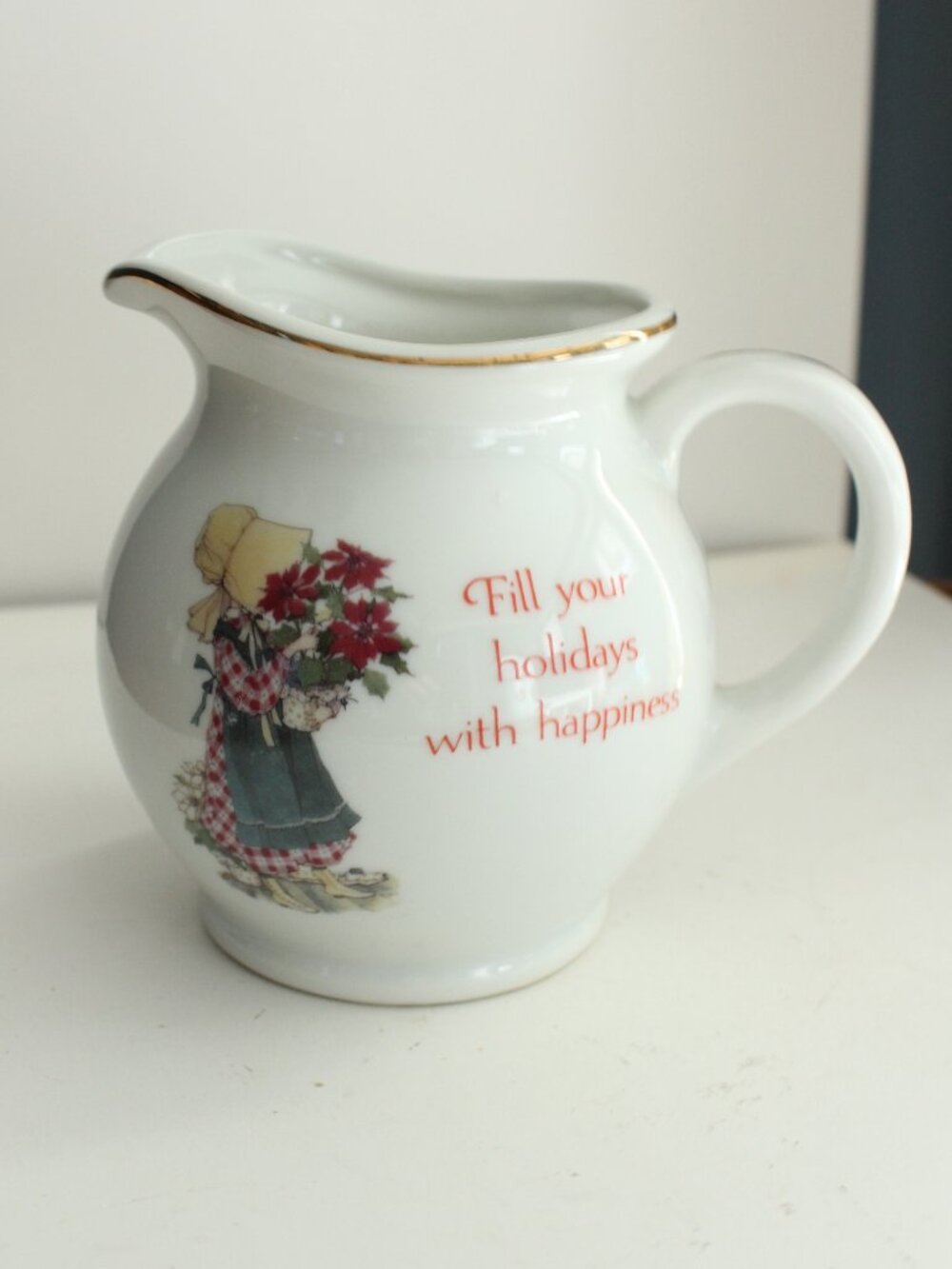 Holly Hobbie Christmas Creamer 1980